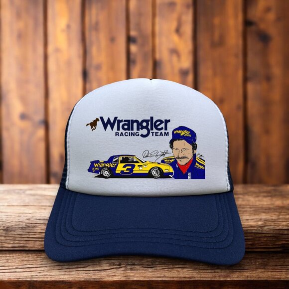 Unbranded Other - Wrangler Racing Team Mens Trucker Hat Navy Snapback Dale Earnhardt Vintage Cap
